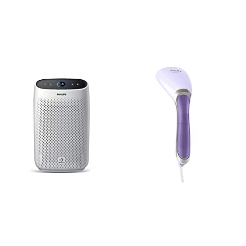 Philips AC1215/20 Air purifier, removes 99.97% airborne pollutants with 4-stage filtration & Philips Handheld Garment Steamer GC360/30 - Vertical & Horizontal Steaming, 1200 Watt, up to 22g/min