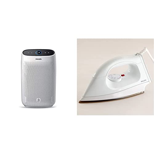 Philips AC1215/20 Air Purifier, removes 99.97% Airborne pollutants with 4-Stage Filtration & HI114 1000-Watt Golden American Heritage Soleplate Dry Iron Combo
