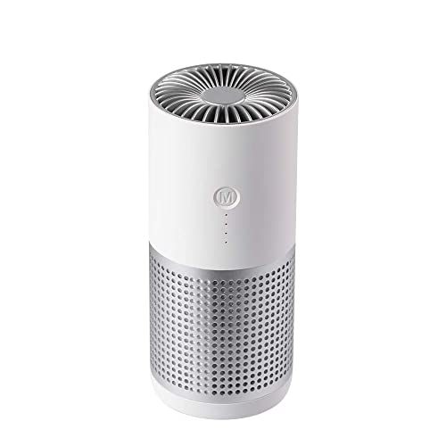 Voltmi Aura Portable Air Purifier (White) for Car, Home & Office, 99.5% Air Purification Rate, 3 Stage Air Filtration, Intelligent AI Based Air Quality Sensor-Indicator LED Lights, H13 Grade True HEPA Filter, One-key deodorization, 1 Year Warranty