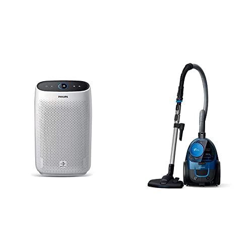 Philips AC1215/20 Air purifier, removes 99.97% airborne pollutants with 4-stage filtration & Philips PowerPro FC9352/01 Compact Bagless Vacuum Cleaner (Blue)