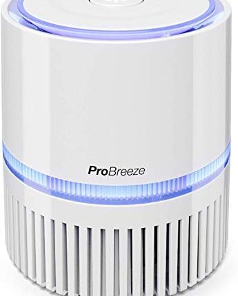 Pro Breeze Mini HEPA Air Purifier with True HEPA Filter, Personal Desktop Air Cleaner with Night Light for Home, Work, Office for Allergies, Smoke, Dust, Pollen and Pet Dander | USB and AC Power