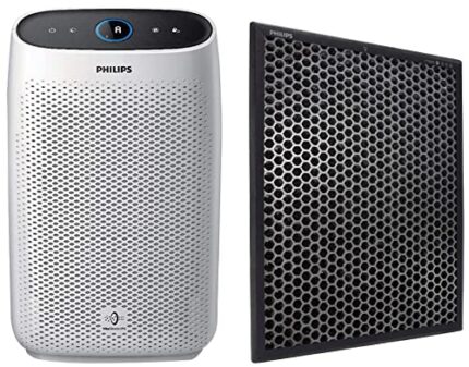 Philips AC1215/20 Air purifier, removes 99.97% airborne pollutants with 4-stage filtration & FY2420/10 NanoProtect Activated 2000 Series AC2887 and AC2882 Carbon Filter for Air Purifier (Black)