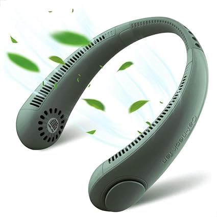 Portable Neck Fan Handheld Air Purifier with Remote, Stay Cool Fan for Home Office Use, Green