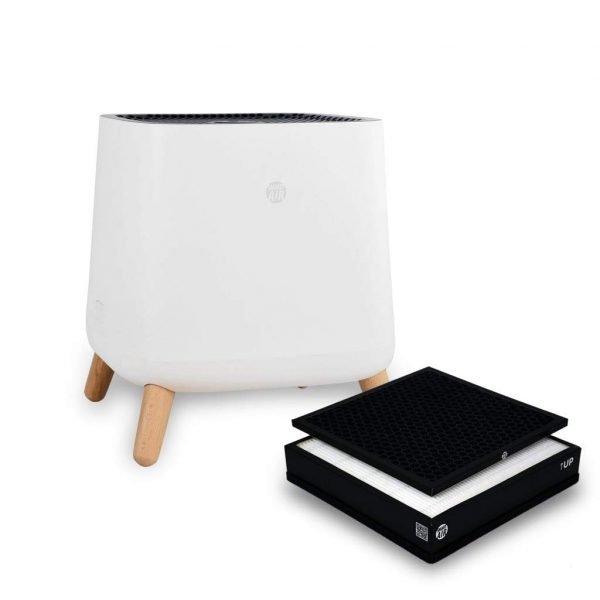 Smart Air Sqair Air Purifier with 360° air circulation (Extra Thick HEPA & Carbon Filter) | Coverage area up to 430 sq. ft | Removes 99.5% PM2.5, Odour, VOC, Smell, dust, bacteria, viruses | White