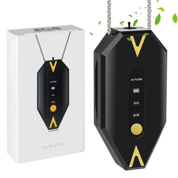 JEYLLYN Portable Personal Air Purifier Necklace, Home Mini Air Purifier, Wearable Travel Size Air Purifiers with USB Rechargeable for Office, Bedroom and Car (Black)