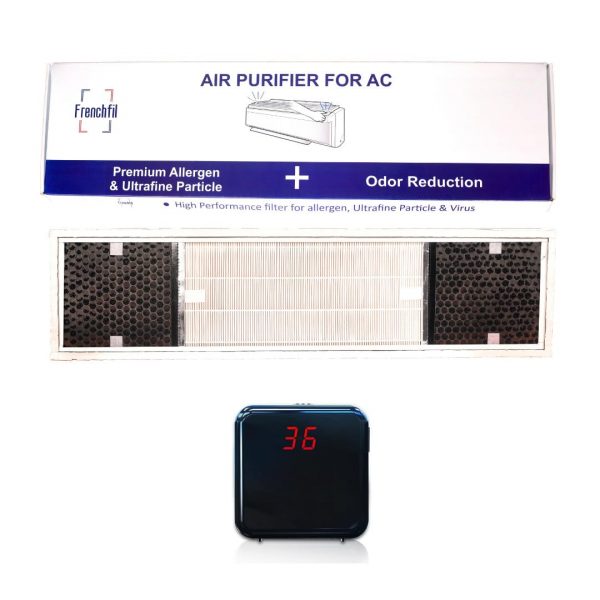 French Hepa & Carbon Filter For Split AC And Convert Split Ac to Air Purifier High Performace Filtration For Home And Office to Protect from Ultrafine Dust (AC Filter + PM 2.5 Monitor)