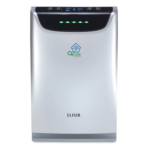 O2Cure Elixir Air Purifier for Home with HEPA Filter & Humidifier | 6 Stages of Air Purification Eliminates 99.99% of Pollutants | 7 Years Warranty | 36D x 20W x 57H cm | 1 Unit | Metallic Grey