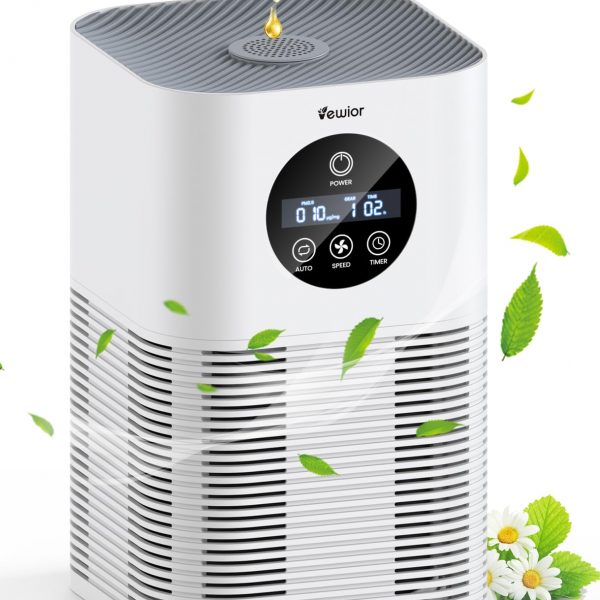 Air Purifiers, Air Cleaner For Home Large Room Bedroom Up To 600 sq.ft, VEWIOR H13 True HEPA Air Filter For Odor Pets Dander Dust Smoke Pollen, Ultra Quiet Air Purifier With Fragrance Sponge