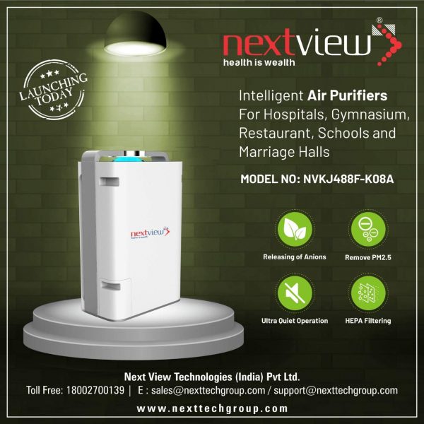 NEXTVIEW NVKJ488F-K08A CARD of 488 M3/H Multi-Functional Air with 7 Stages Purification Purifier High Efficiency and HEPA Filter Ideal for Entire Home | Office | Banquet Hall (White)