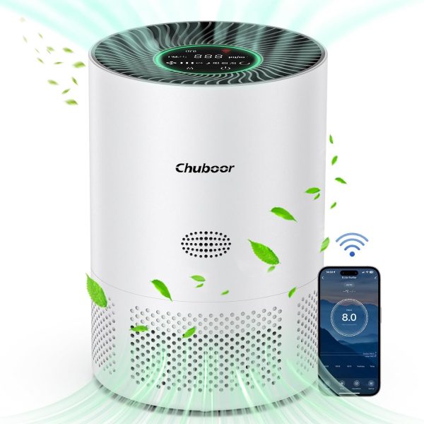 Chuboor Air Purifiers for Home Large Rooms up to 1200ft², H13 True HEPA Air Purifiers for Bedroom Pets with APP Control, Timer, Air Purifier Cleaner for Dust,Smoke,Odor,Dander,Pollen