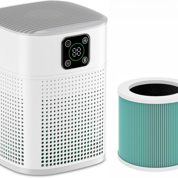 Air Purifiers for Bedroom, Honeyuan H13 HEPA Air Purifier for Home Large Room 600 sqft, Air purifiers with 360°Air Intake, 3 Fan Speeds, 3-Stage Filtration, White