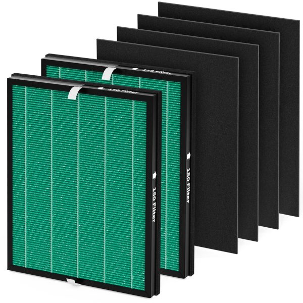 VALZONE True HEPA Filter Replacement Sets for Coway Airmega 150 Air Purifi er,2 Green True HEPA and 4 Active Carbon Filters, Part Number AP-1019C-FP